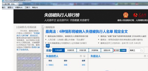 2020年上海失信被执行人名单查询及曝光平台系统查询