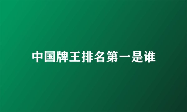 中国牌王排名第一是谁