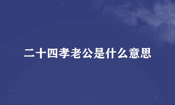 二十四孝老公是什么意思