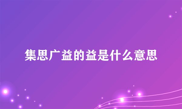 集思广益的益是什么意思