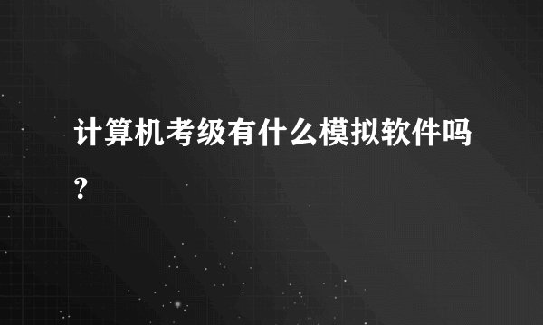 计算机考级有什么模拟软件吗？