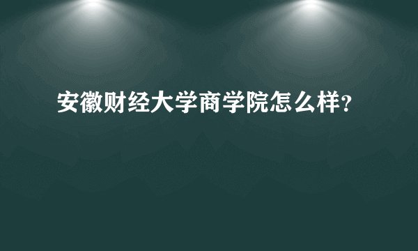 安徽财经大学商学院怎么样？