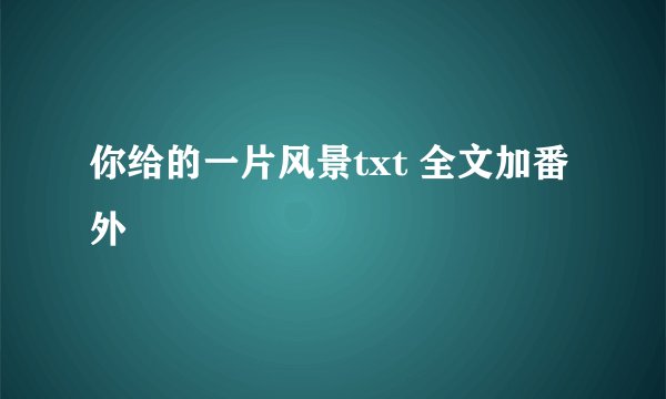 你给的一片风景txt 全文加番外
