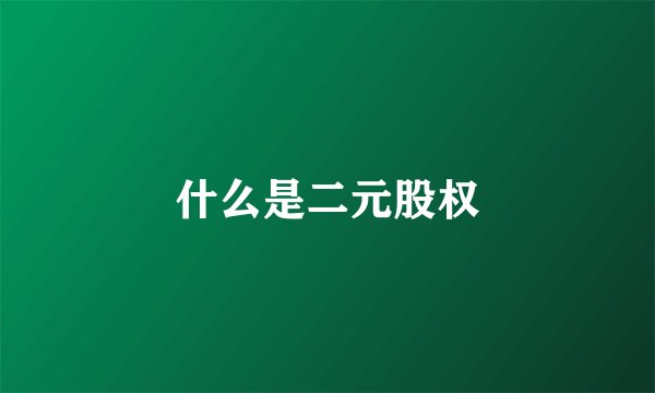 什么是二元股权