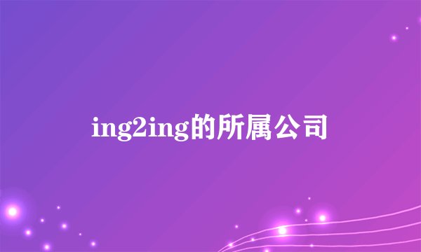 ing2ing的所属公司