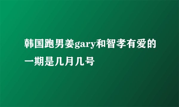 韩国跑男姜gary和智孝有爱的一期是几月几号