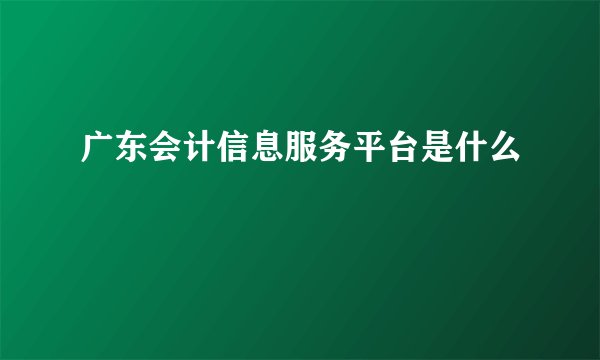 广东会计信息服务平台是什么
