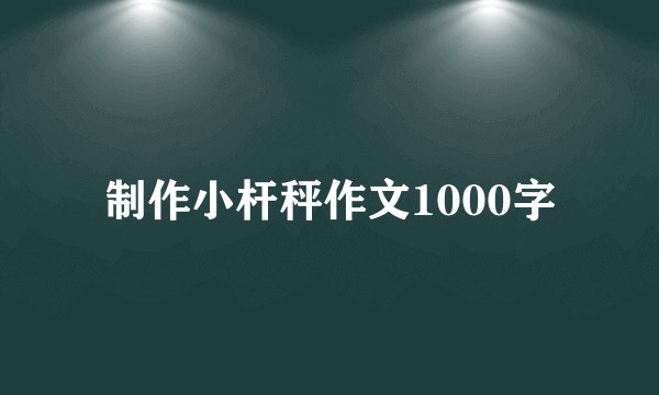 制作小杆秤作文1000字