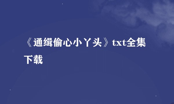 《通缉偷心小丫头》txt全集下载