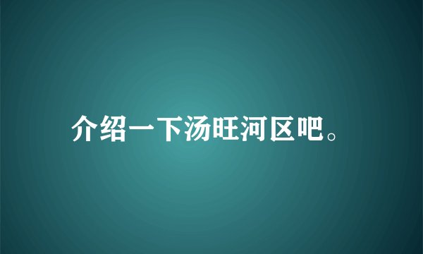 介绍一下汤旺河区吧。