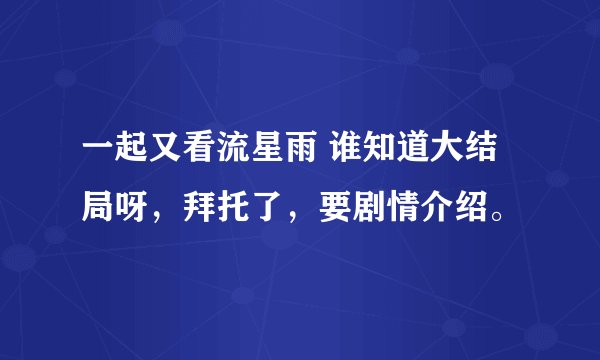 一起又看流星雨 谁知道大结局呀，拜托了，要剧情介绍。