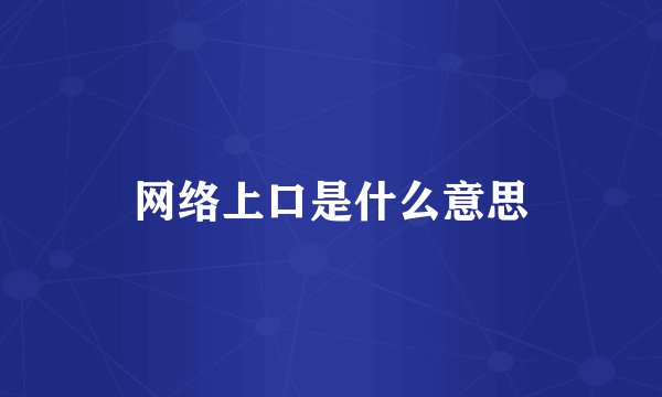 网络上口是什么意思