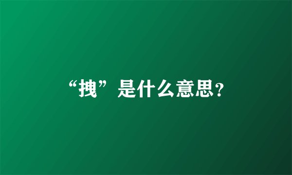 “拽”是什么意思？