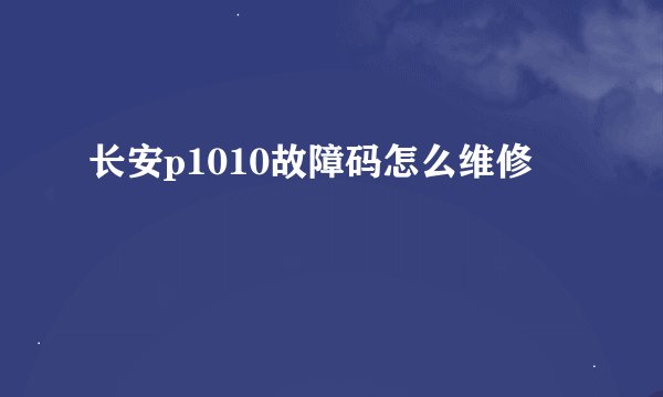 长安p1010故障码怎么维修