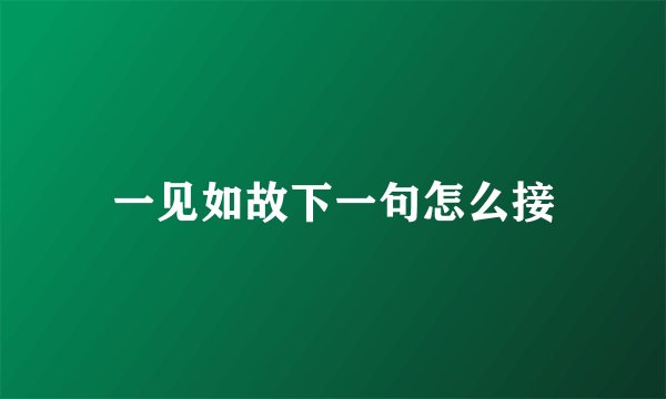 一见如故下一句怎么接