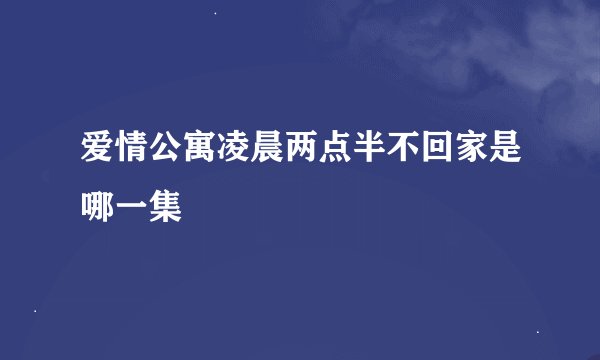 爱情公寓凌晨两点半不回家是哪一集