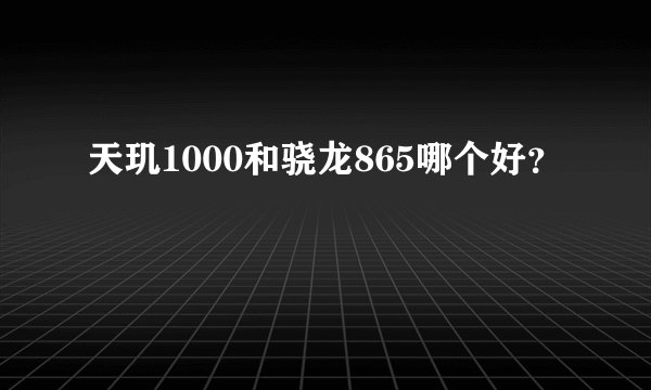 天玑1000和骁龙865哪个好？