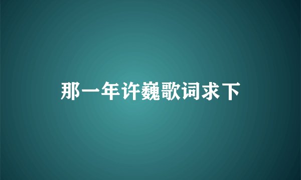 那一年许巍歌词求下