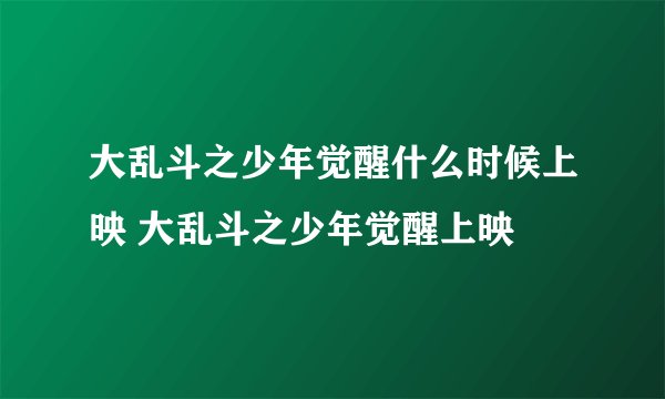 大乱斗之少年觉醒什么时候上映 大乱斗之少年觉醒上映