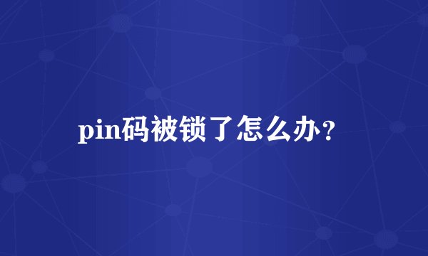 pin码被锁了怎么办？