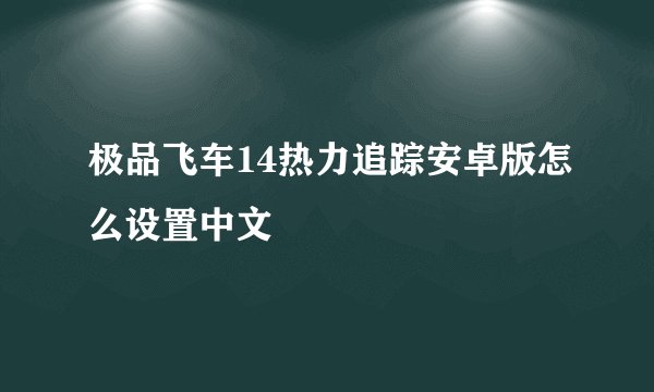 极品飞车14热力追踪安卓版怎么设置中文