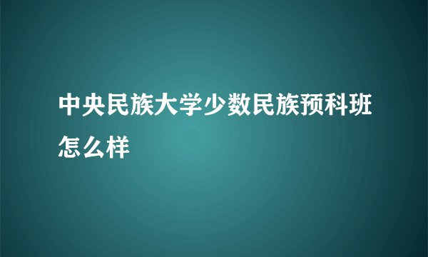 中央民族大学少数民族预科班怎么样