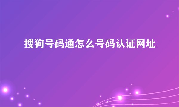 搜狗号码通怎么号码认证网址