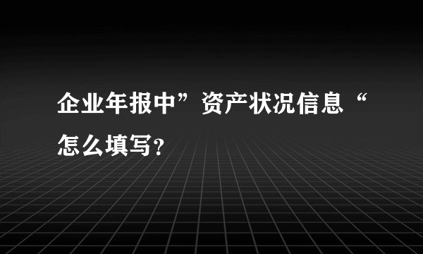 企业年报中”资产状况信息“怎么填写？