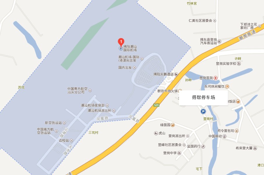 揭阳潮汕机场内有停车场地图