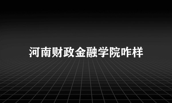 河南财政金融学院咋样