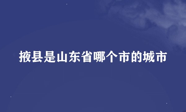 掖县是山东省哪个市的城市