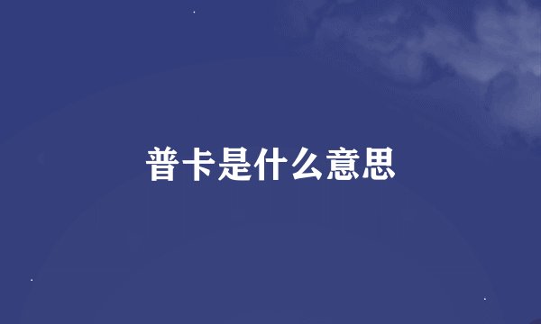 普卡是什么意思