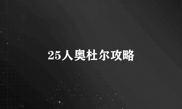 25人奥杜尔攻略