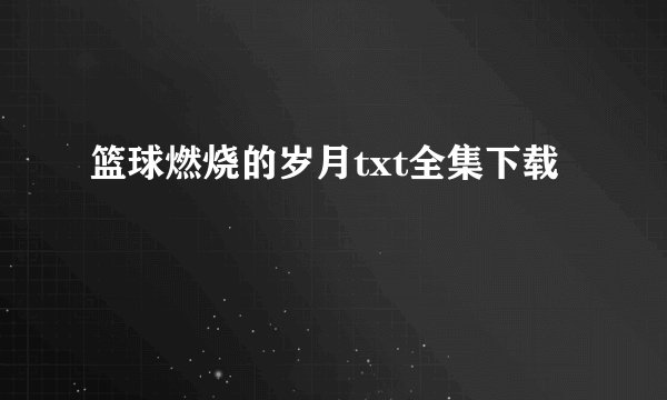 篮球燃烧的岁月txt全集下载