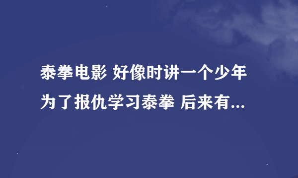 泰拳电影 好像时讲一个少年为了报仇学习泰拳 后来有人带他去了一个训练营 那个训练营里所有人的名字都一