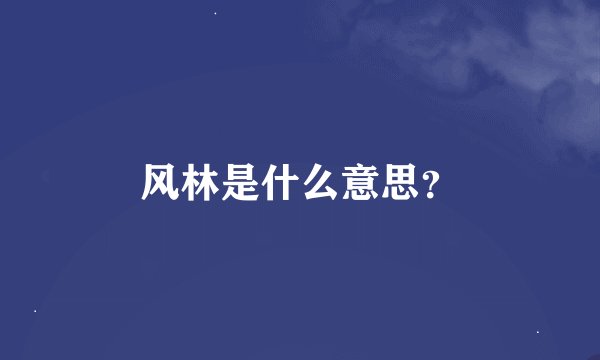 风林是什么意思？