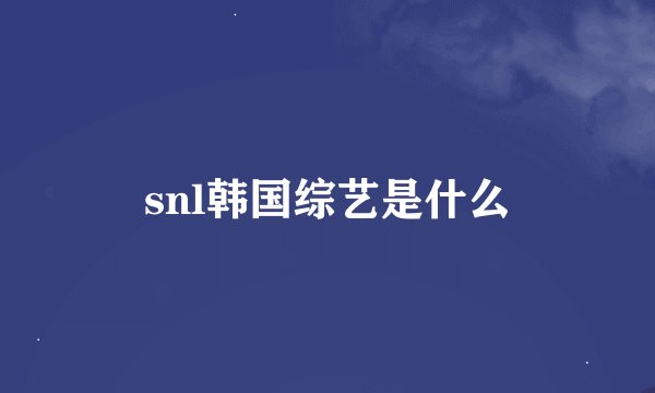 snl韩国综艺是什么