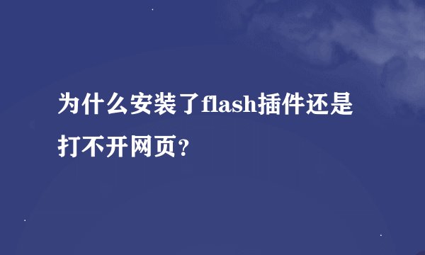 为什么安装了flash插件还是打不开网页？