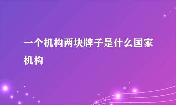 一个机构两块牌子是什么国家机构