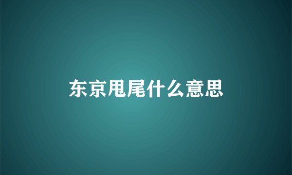 东京甩尾什么意思