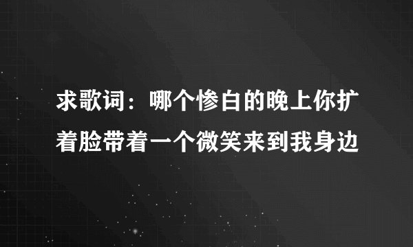 求歌词：哪个惨白的晚上你扩着脸带着一个微笑来到我身边