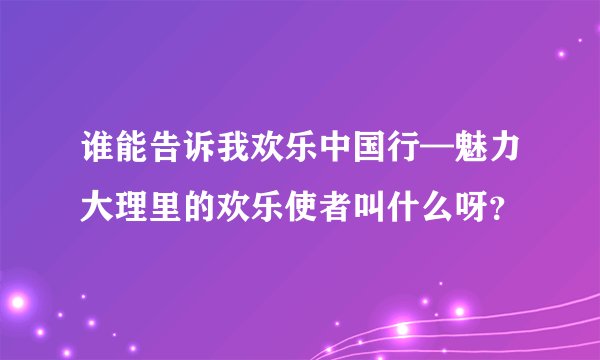 谁能告诉我欢乐中国行—魅力大理里的欢乐使者叫什么呀？