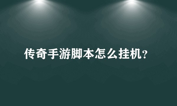 传奇手游脚本怎么挂机？