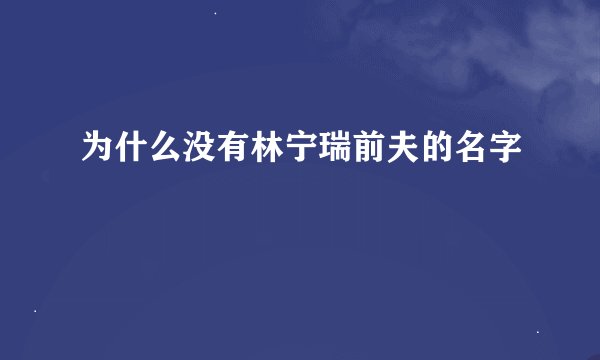 为什么没有林宁瑞前夫的名字