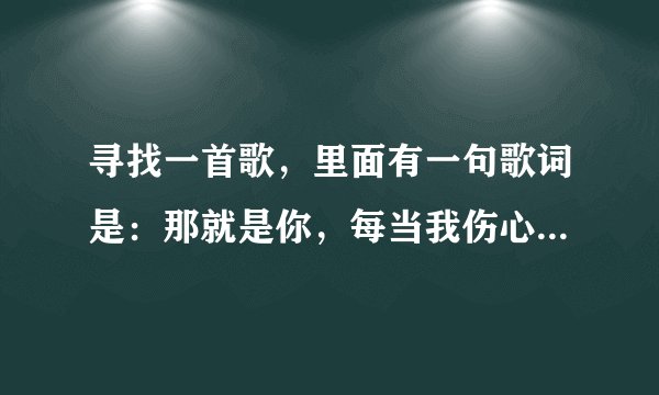 寻找一首歌，里面有一句歌词是：那就是你，每当我伤心流泪你总出现在我的身旁。一个动画片里的歌