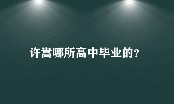 许嵩哪所高中毕业的？