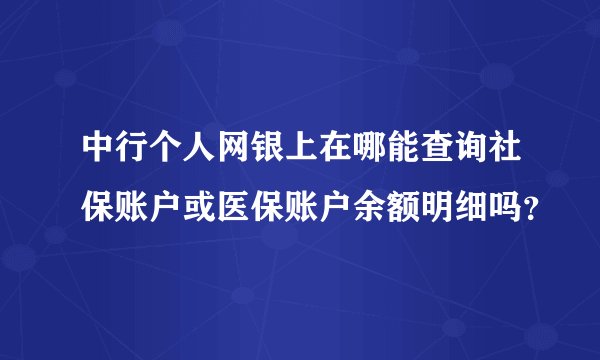 中行个人网银上在哪能查询社保账户或医保账户余额明细吗？