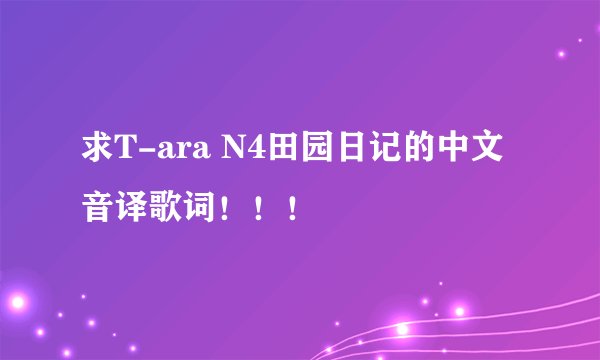 求T-ara N4田园日记的中文音译歌词！！！