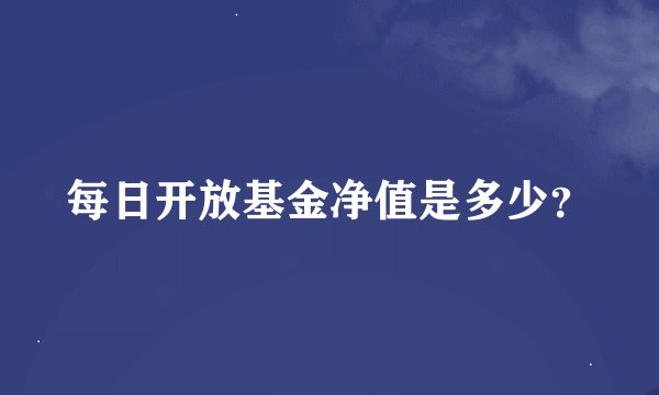 每日开放基金净值是多少？