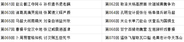 三国演义共有多少回合 每一回合的名称是什么